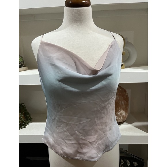 Babaton Tops - Babaton Ombre Cowl Neck Camisole Satin Lavender Blue Spaghetti Strap‎ Top Small